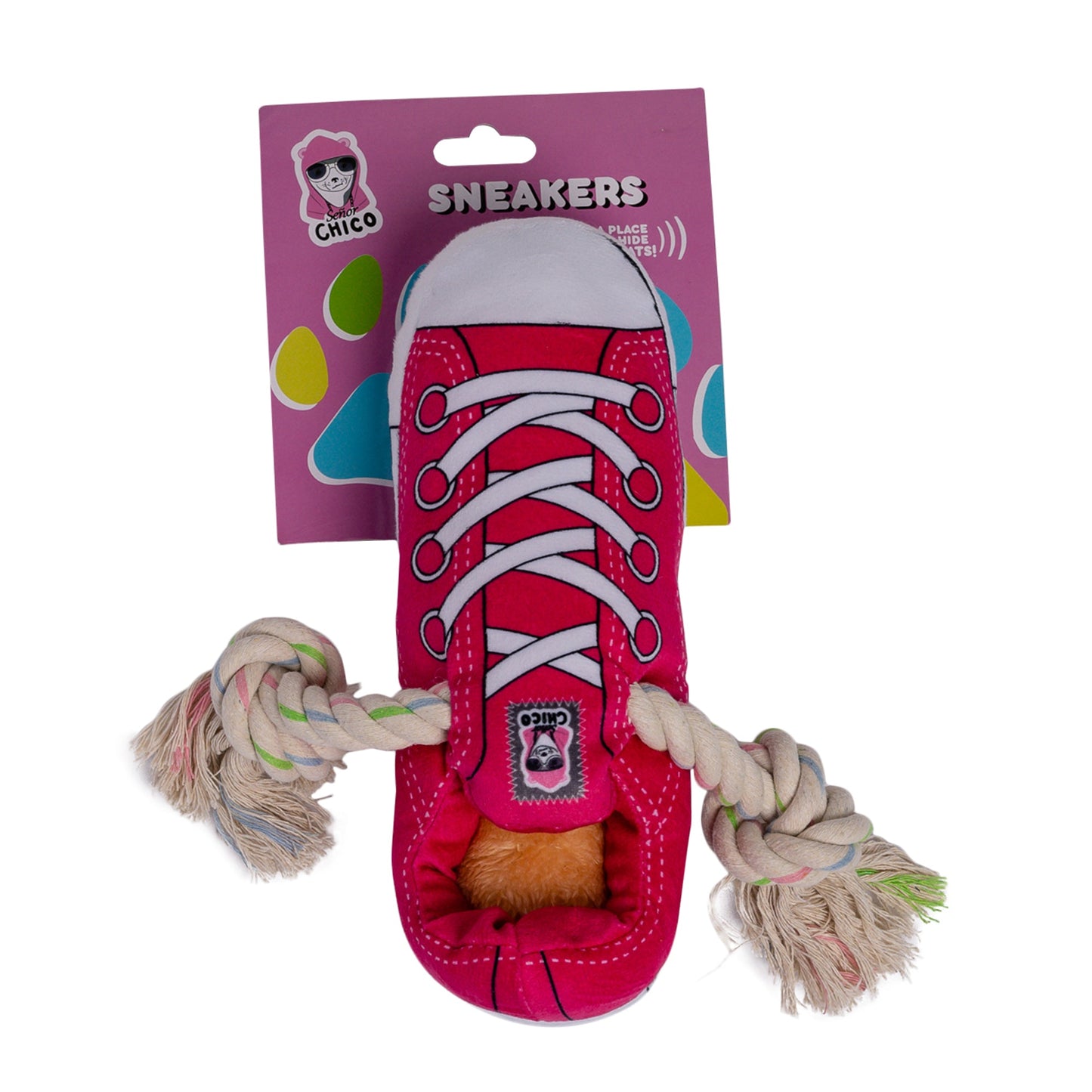Juguete de peluche para perro con chirrido y comodidad, con compartimento para premios, seguro y duradero, color rosa