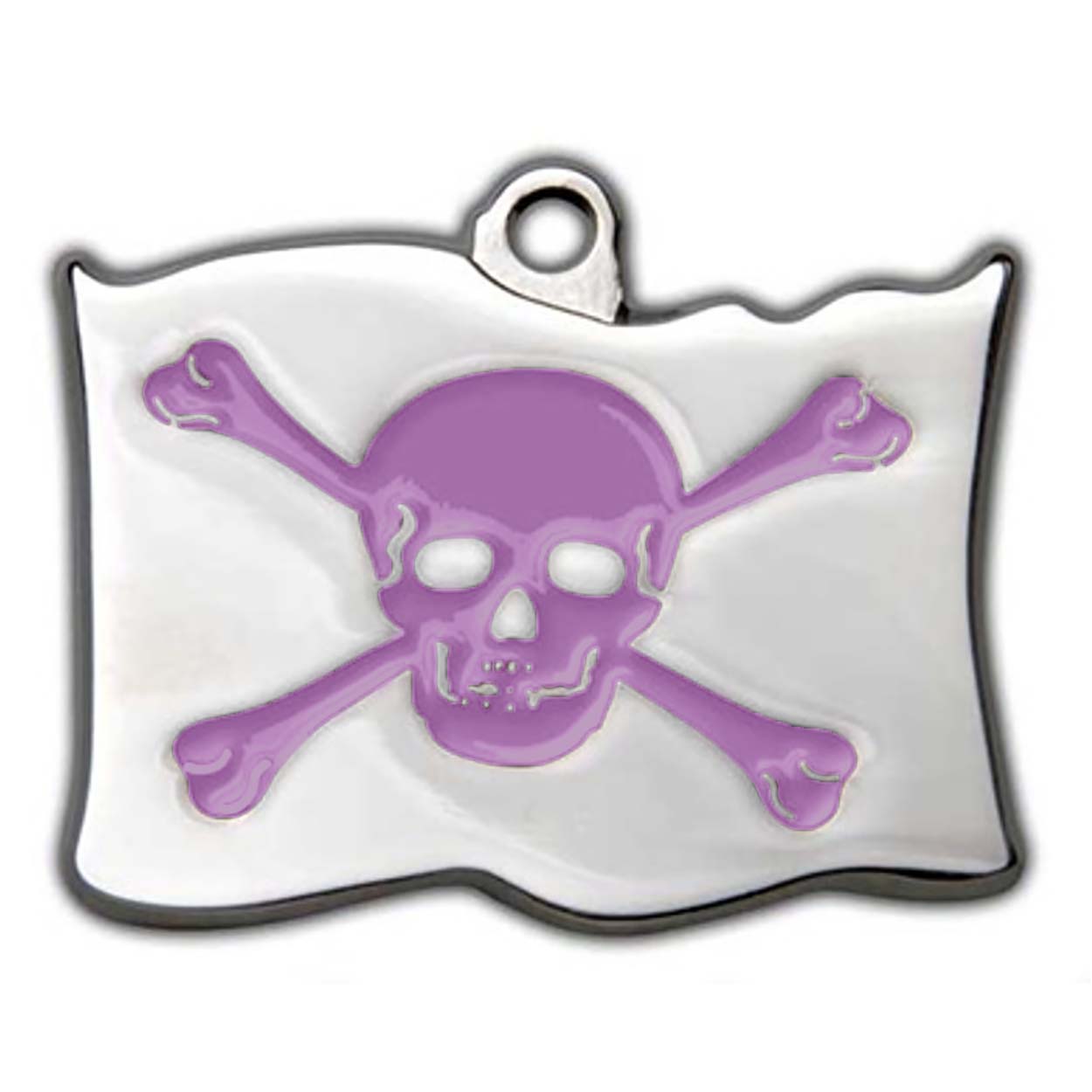 Médaille d'identification pour chien drapeau pirate violet - Gravure 
