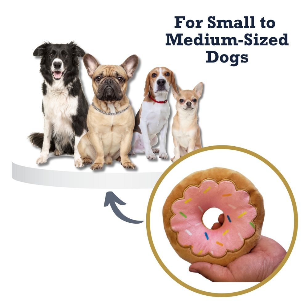 Juguete de peluche para perros en forma de donut: suave, masticable y tierno, seguro y no tóxico, ideal para buscar, jugar al tira y afloja y masticar suavemente. Fresa.