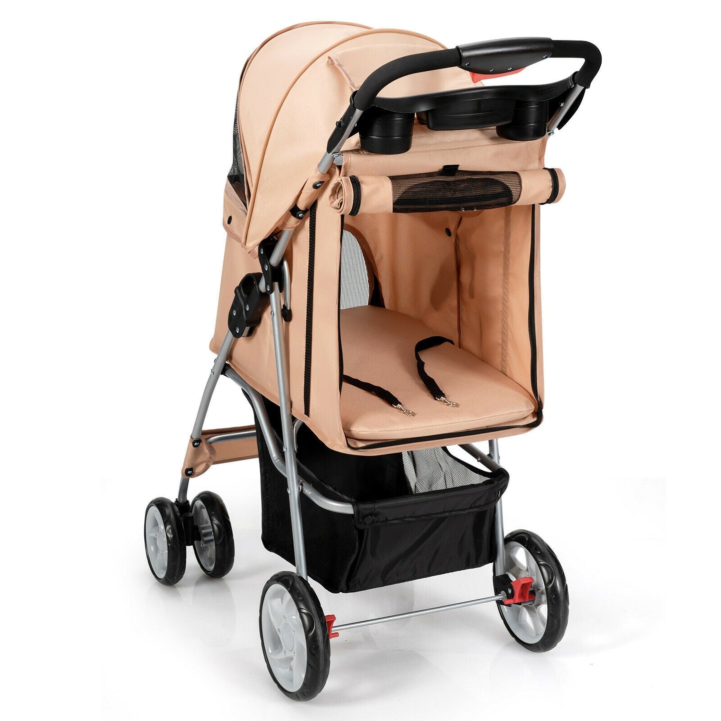 Poussette pliable pour animaux de compagnie, porte-bébé de voyage à 4 roues 