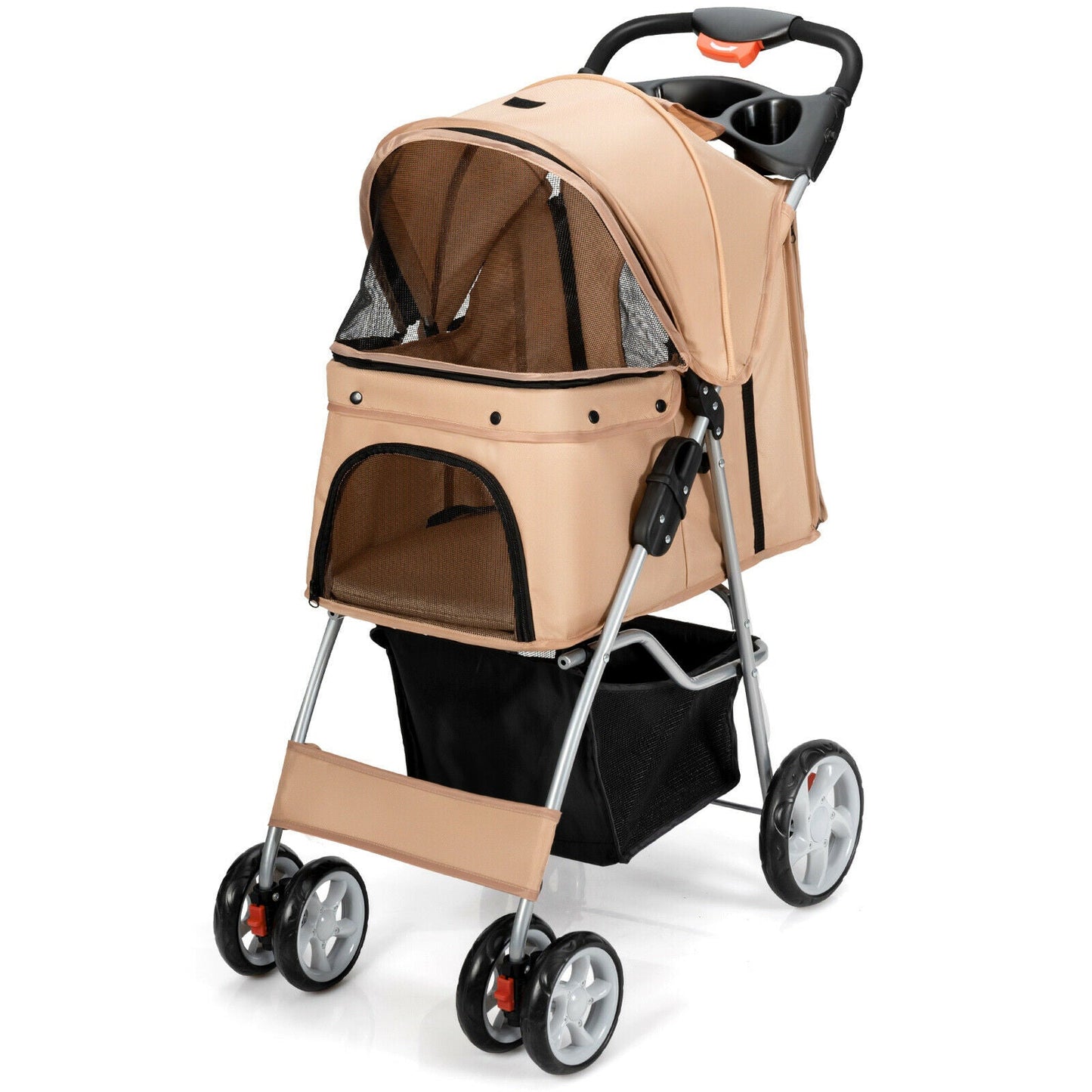 Poussette pliable pour animaux de compagnie, porte-bébé de voyage à 4 roues 
