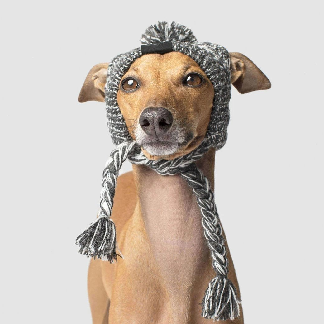 Gorros de punto cálidos para mascotas con bola esponjosa para otoño e invierno 