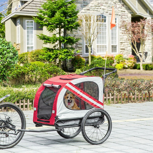 Poussette-remorque pour vélo 2 en 1 pour animaux de compagnie 