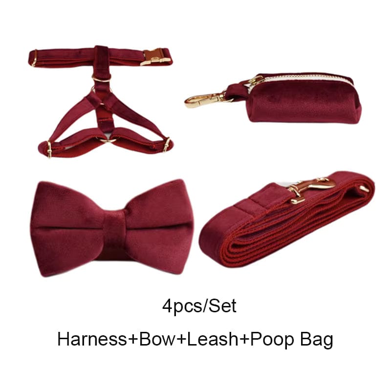 Conjunto clásico de terciopelo vino tinto personalizado