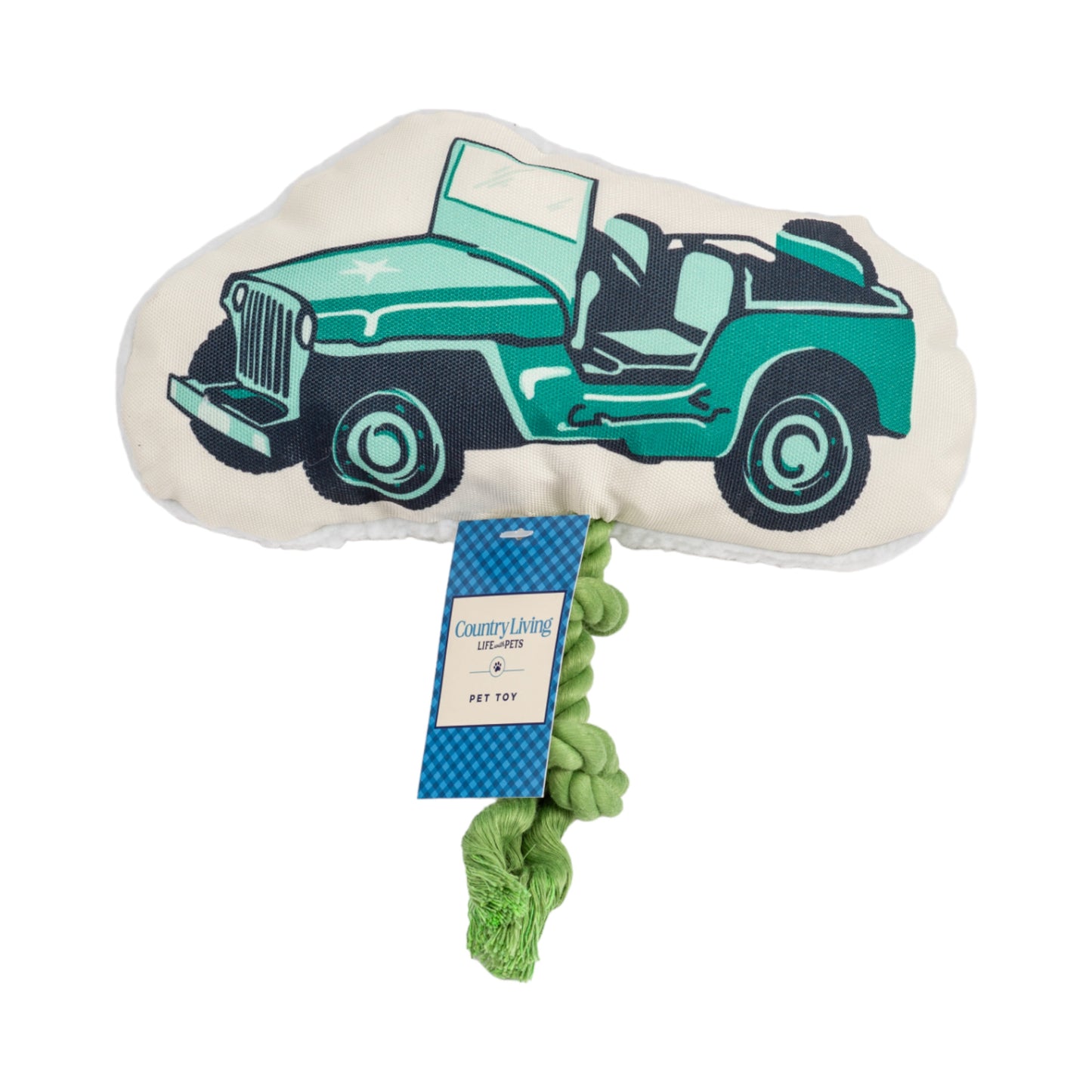 Juguete de peluche para perro Country Living: Jeep militar retro con chirriador y papel arrugado