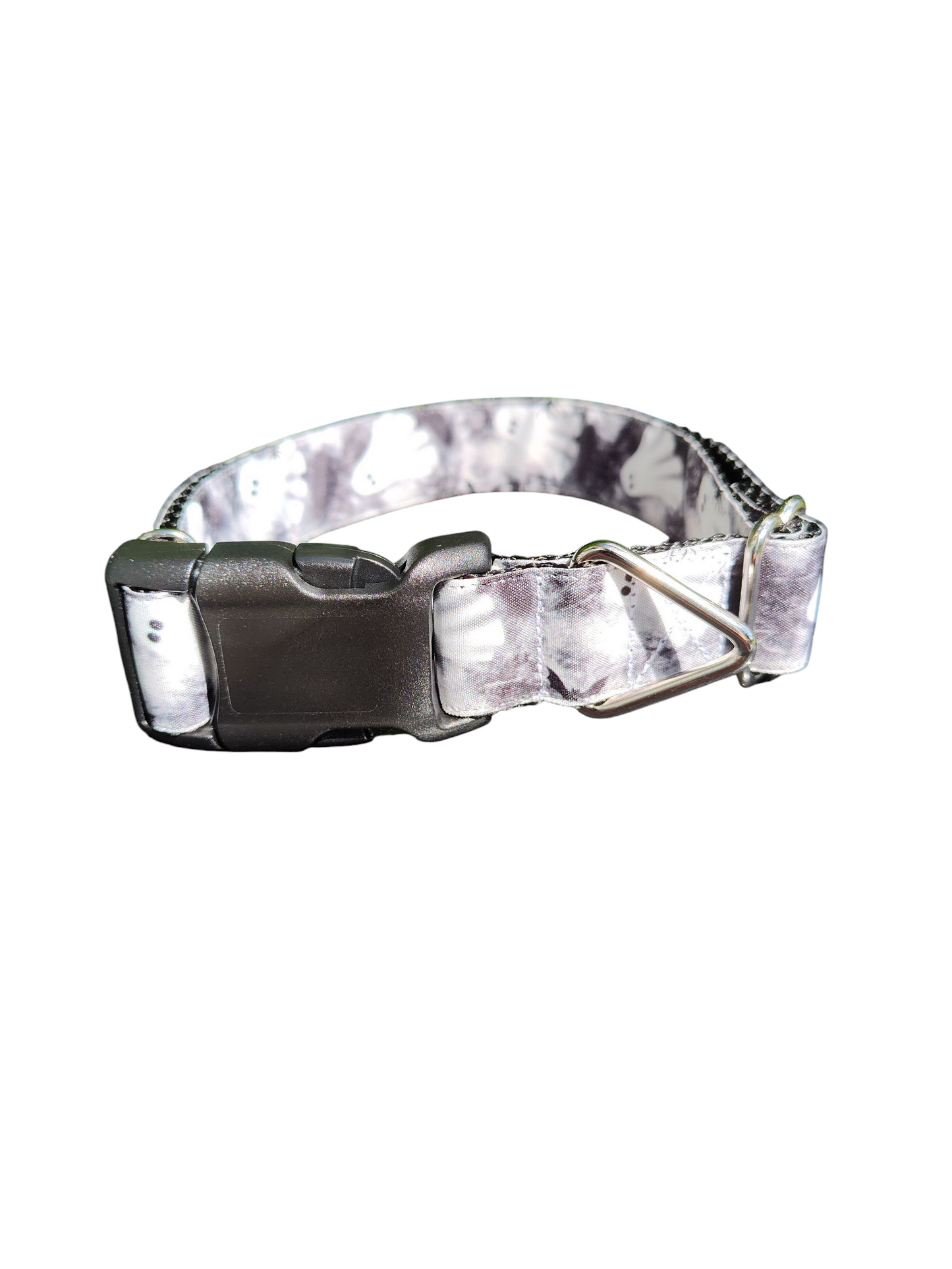 Collier pour chien en nylon à motifs fantômes noirs et blancs