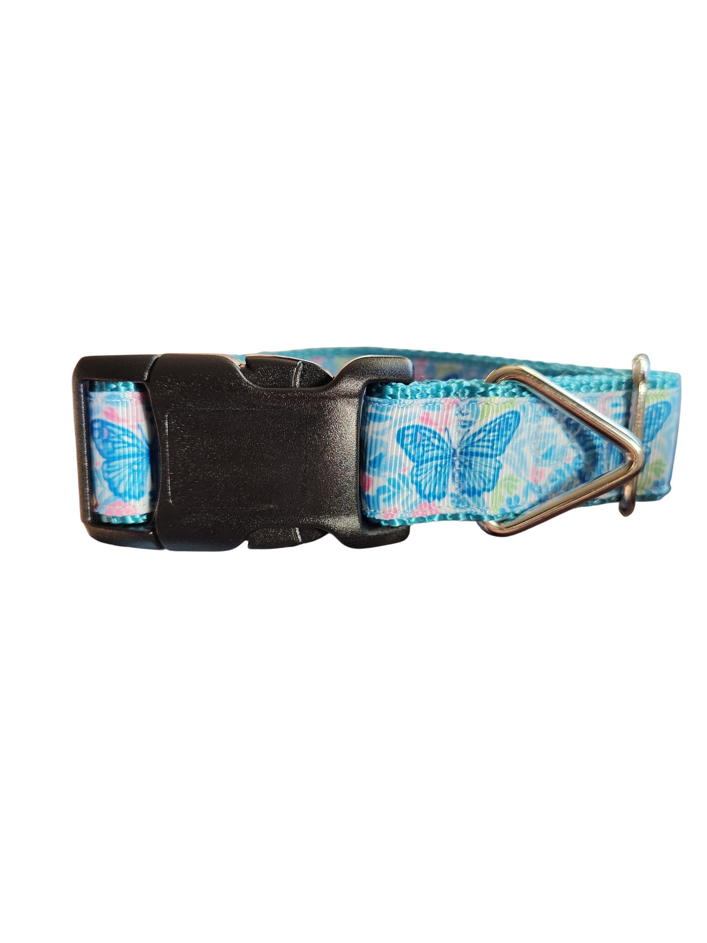 Collier pour chien en nylon à motifs de papillons bleus