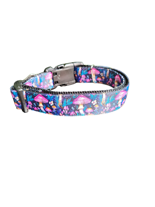 Collier pour chien en nylon Forêt de Champignons
