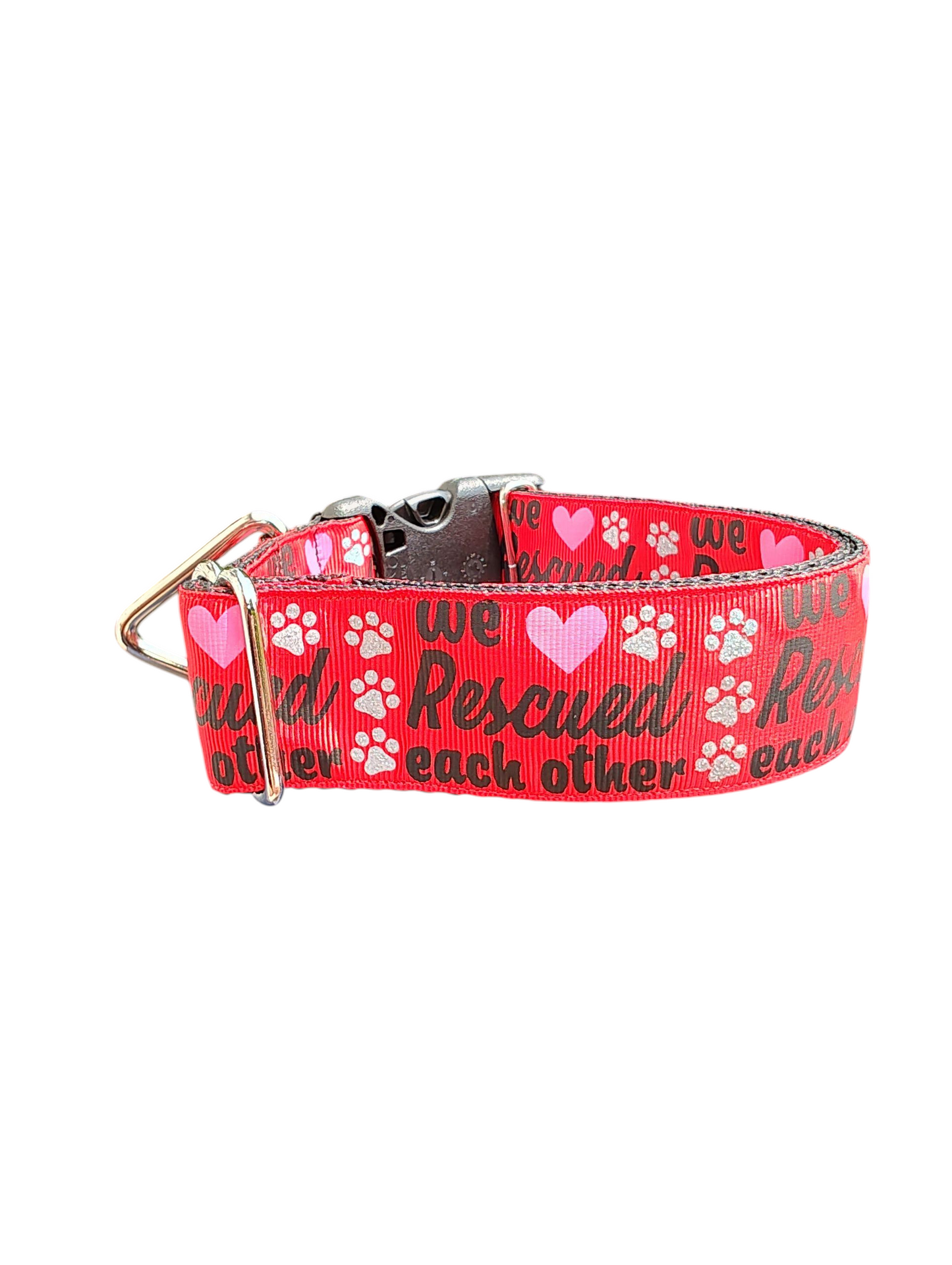 Collier pour chien en nylon de 3,8 cm de large « Nous nous sommes sauvés mutuellement »