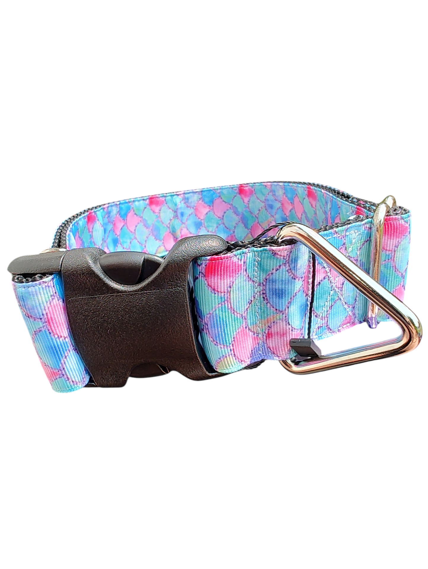 1.5" Wide Mermaid Scales Nylon Dog Collar