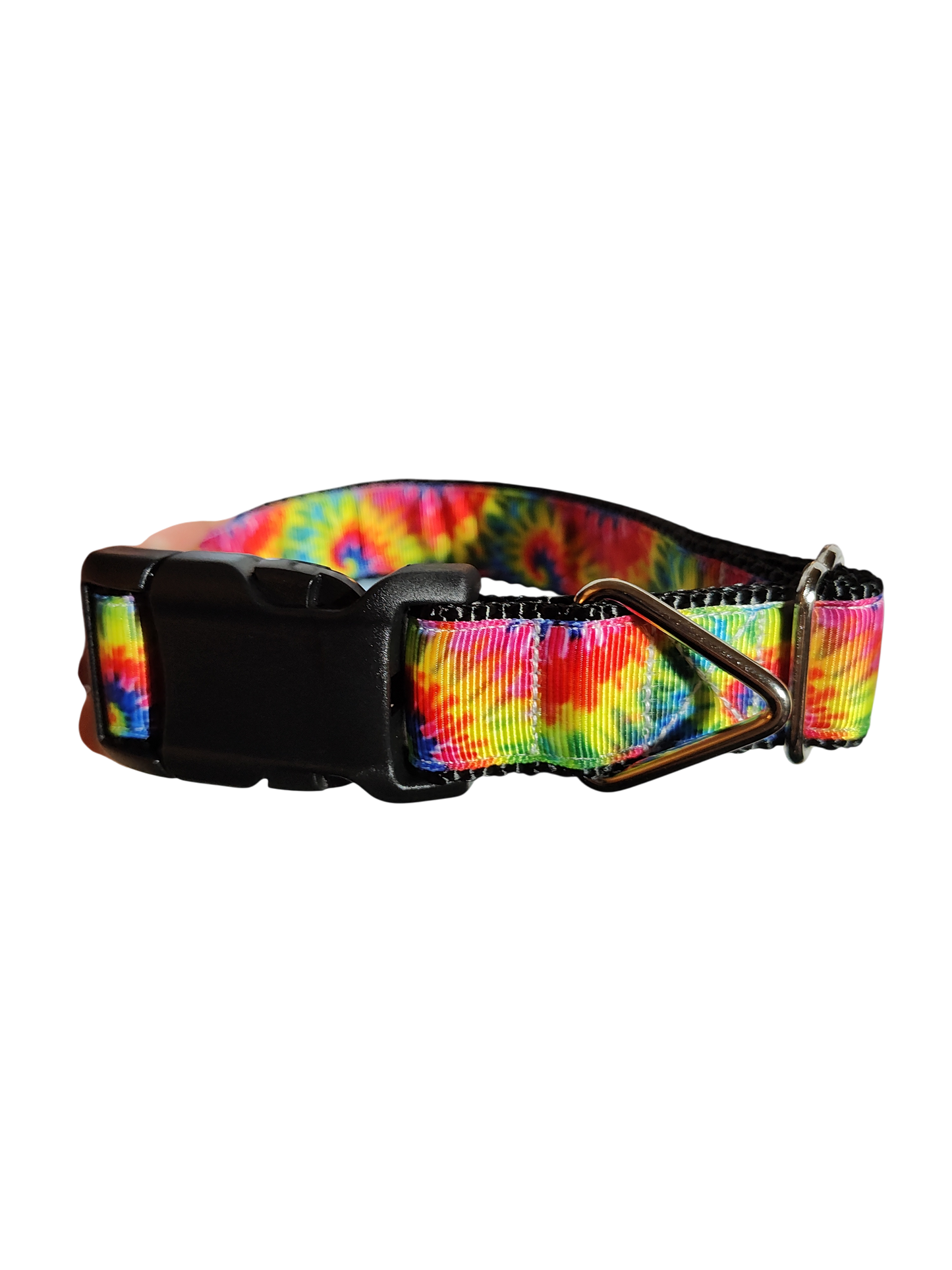 Collier pour chien en nylon tie-dye arc-en-ciel