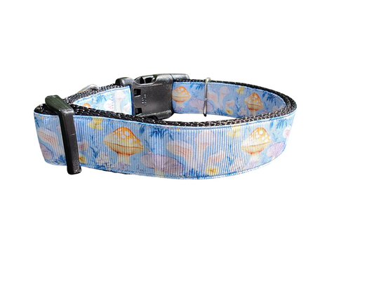 Collier pour chien en nylon à motifs de champignons bleus