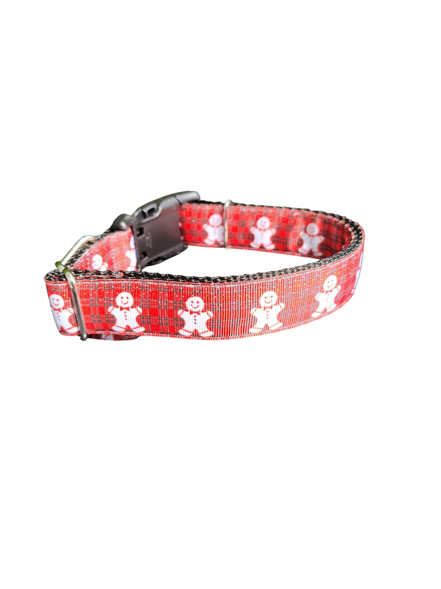 Collier pour chien en nylon à carreaux avec motif bonhomme en pain d'épice