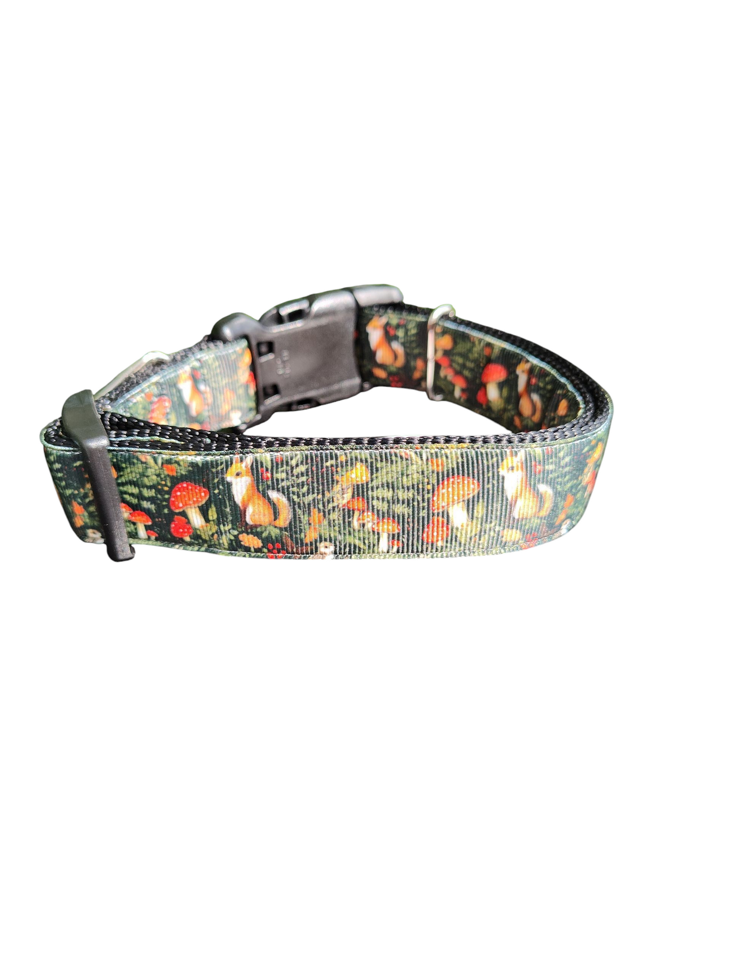 Collier pour chien en nylon à motifs de champignons et de renards