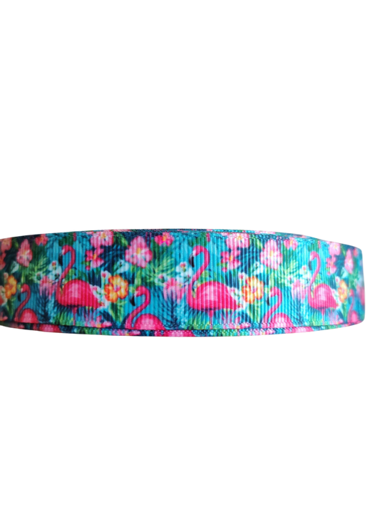 Collier pour chien en nylon à motif flamant rose