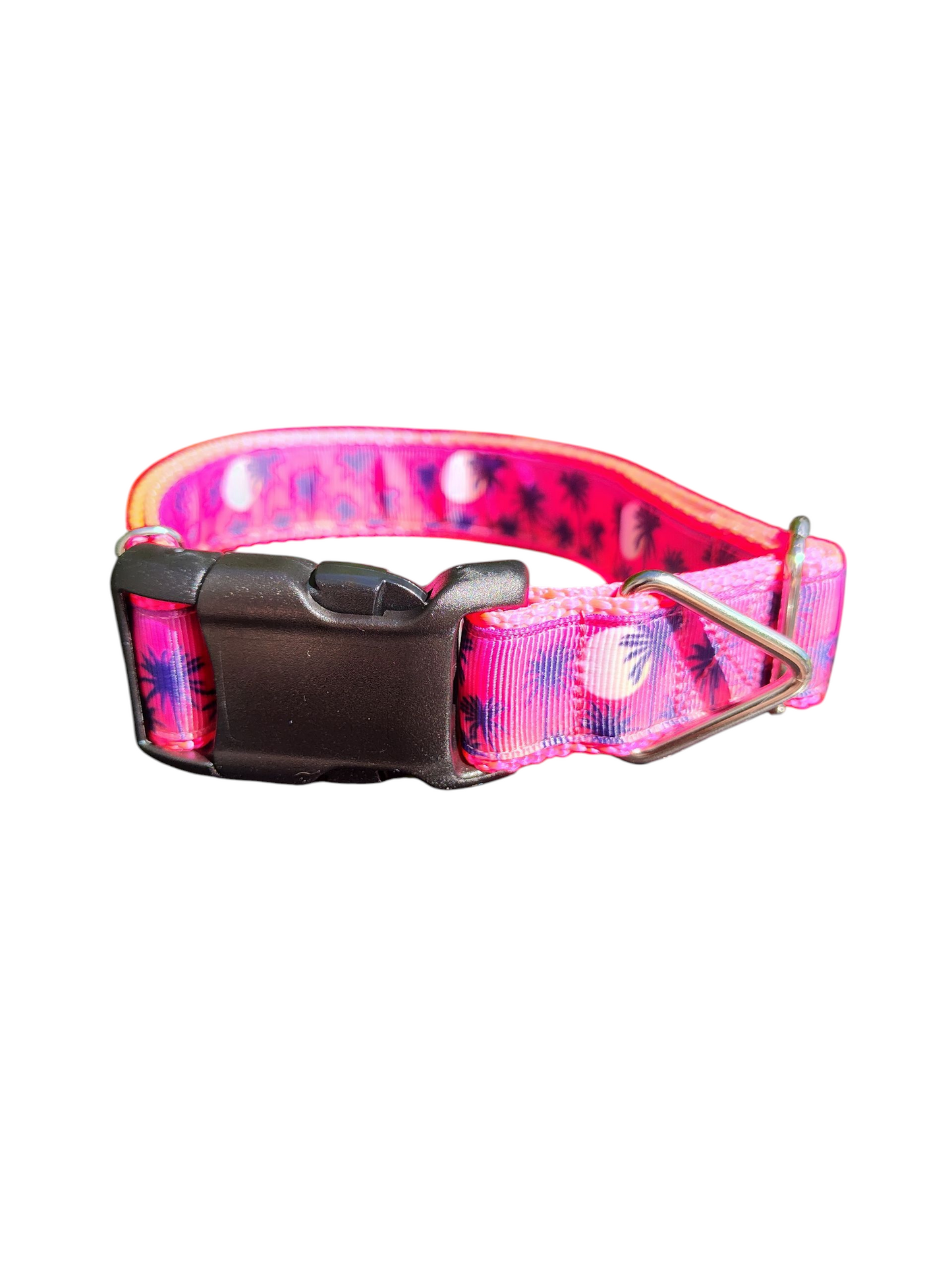 Collier pour chien en nylon à motifs de palmiers roses
