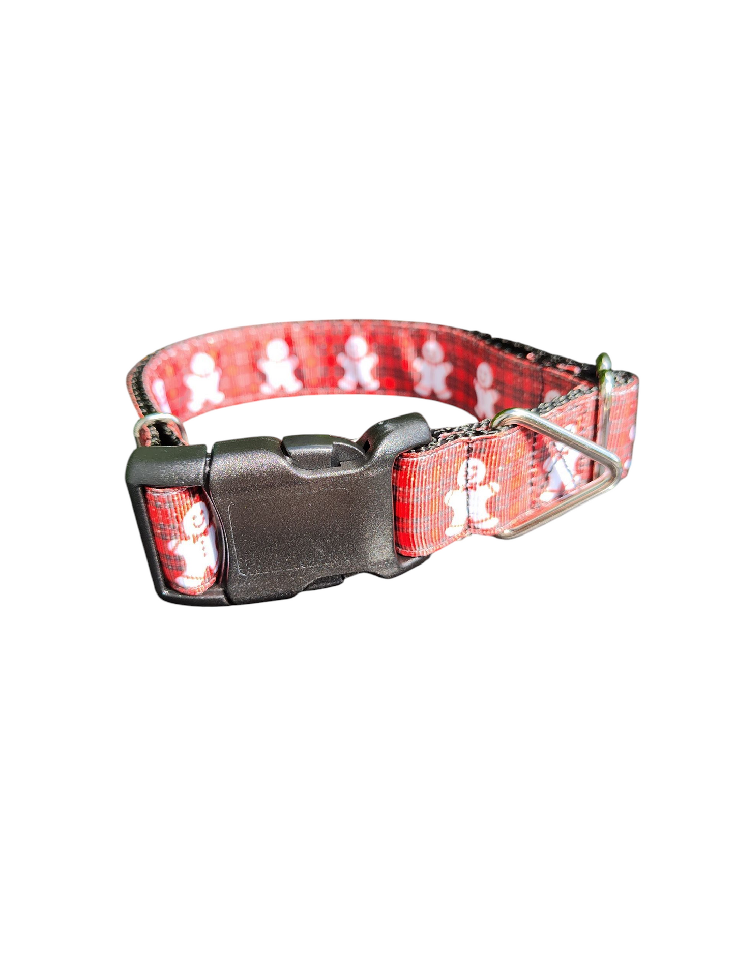Collier pour chien en nylon à carreaux avec motif bonhomme en pain d'épice