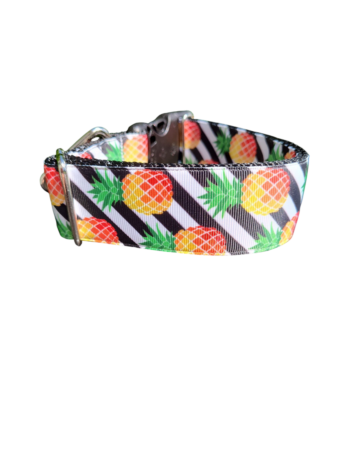 Collier pour chien en nylon à rayures ananas de 3,8 cm de large