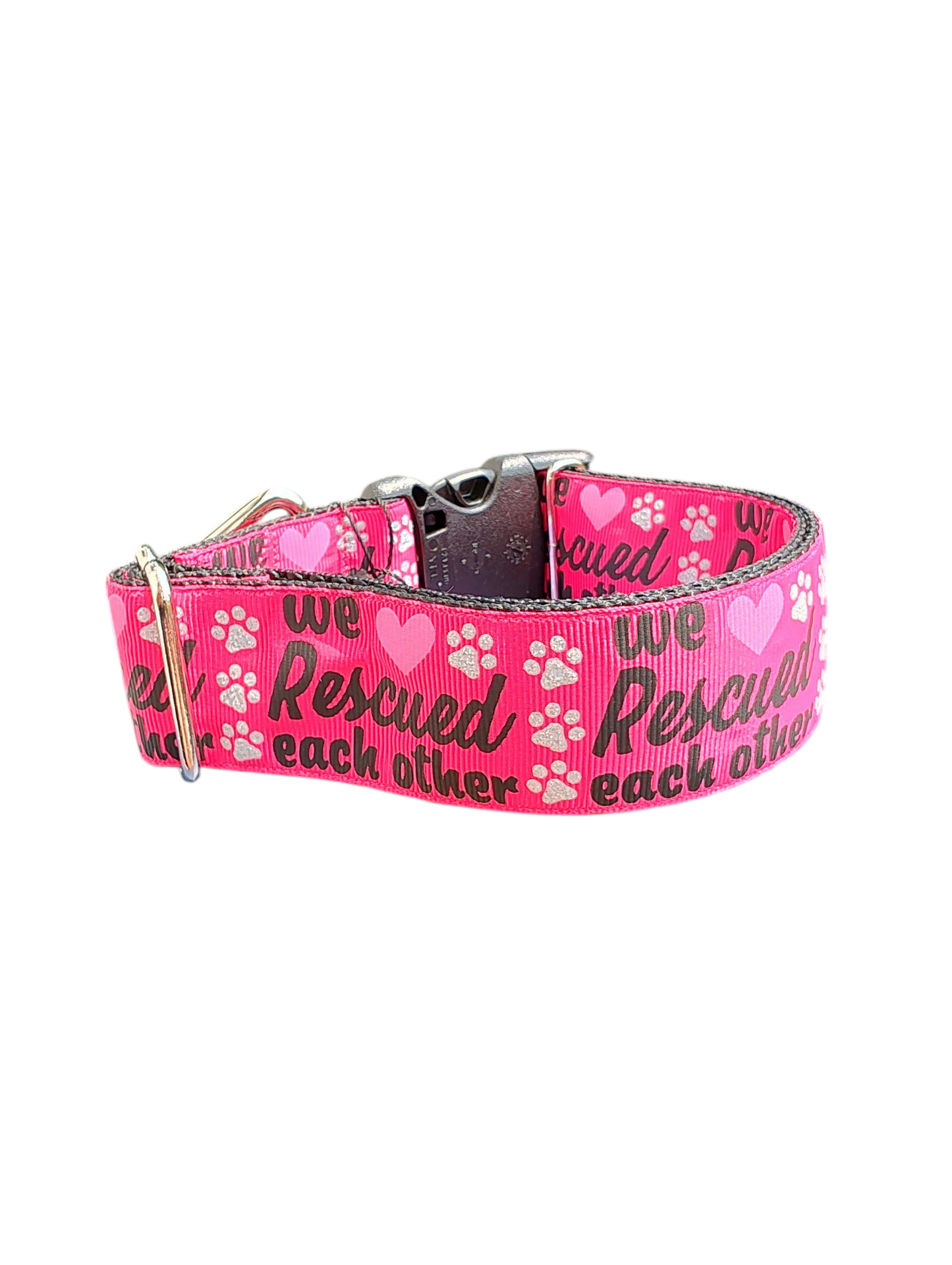 Collier pour chien en nylon de 3,8 cm de large « Nous nous sommes sauvés mutuellement »