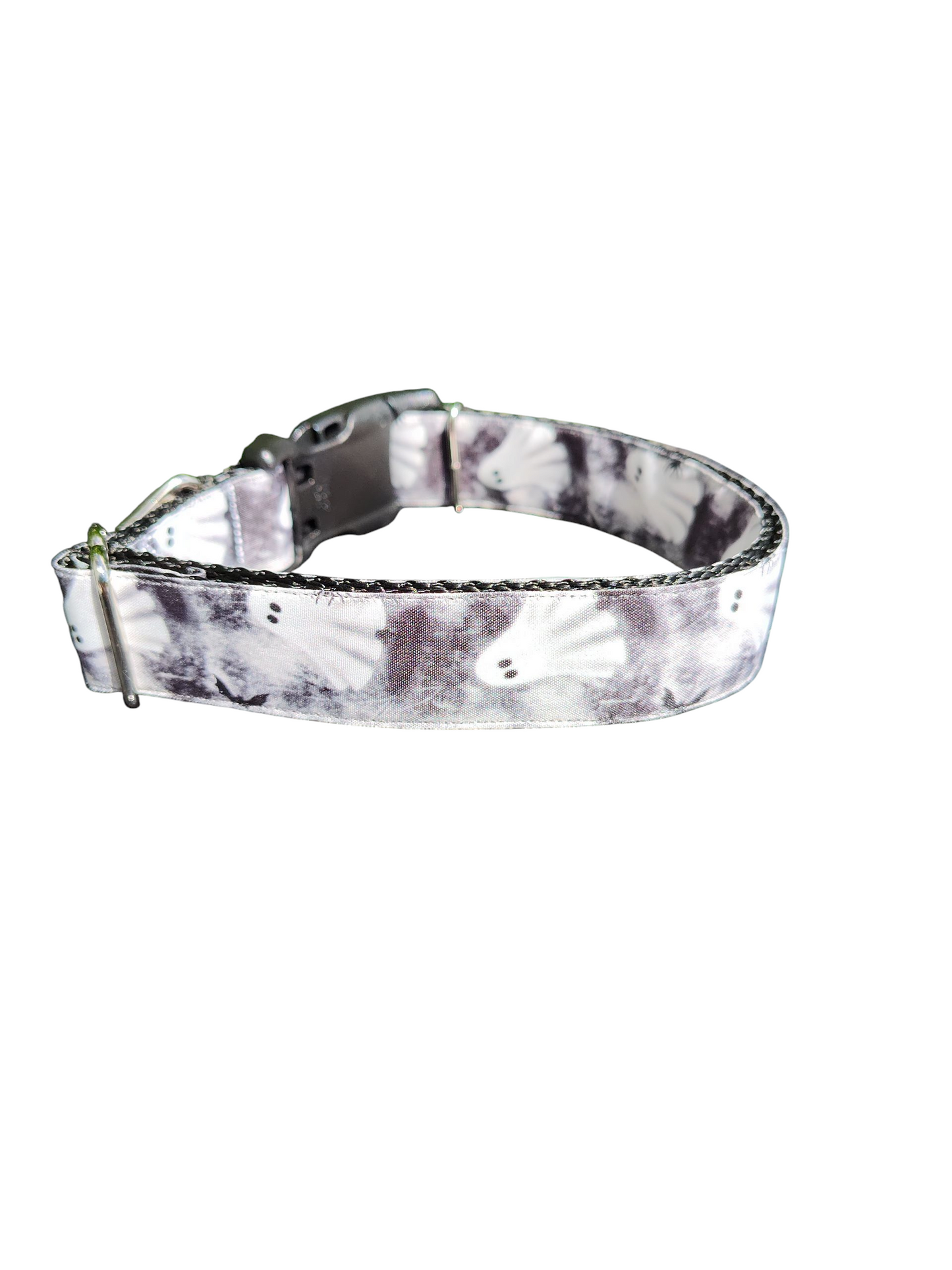 Collier pour chien en nylon à motifs fantômes noirs et blancs