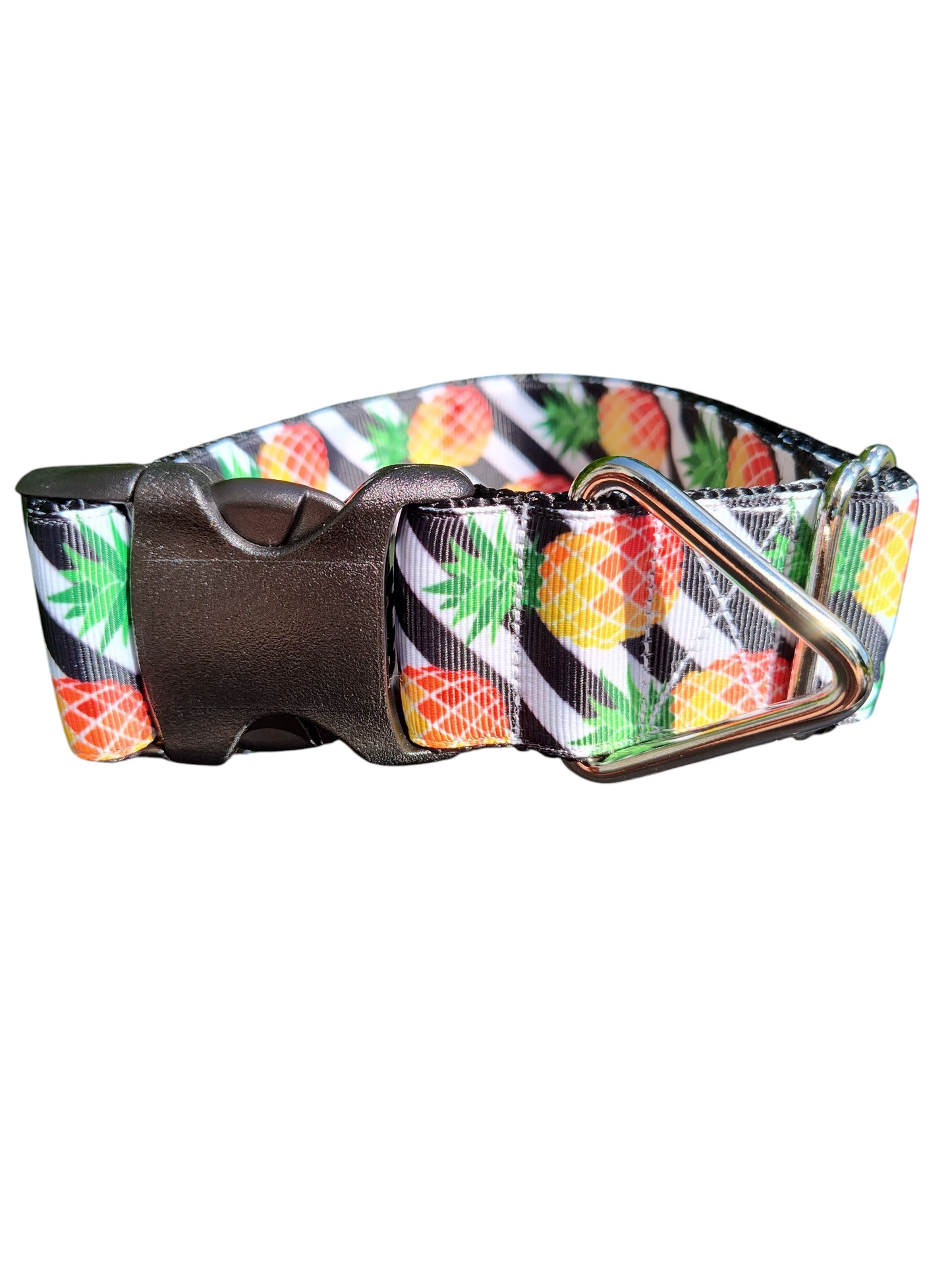 Collier pour chien en nylon à rayures ananas de 3,8 cm de large