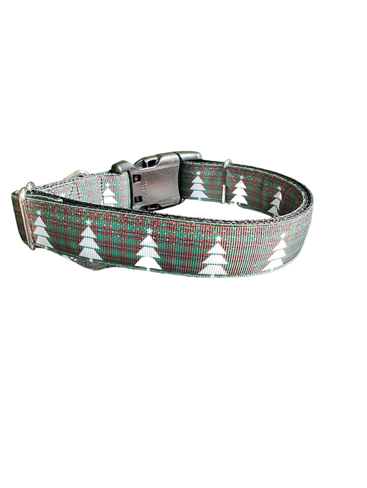 Collier pour chien en nylon à carreaux verts