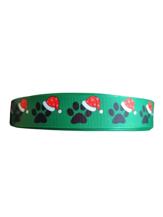 Collier et laisse pour chien en nylon à motif pattes de Noël