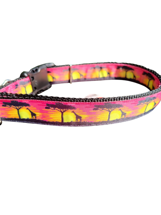 Collier pour chien en nylon Safari Giraffe Sunset