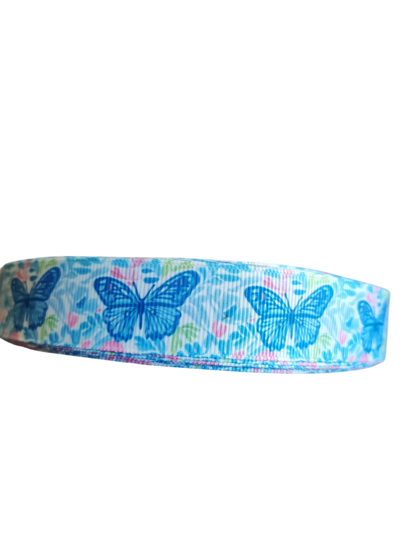 Collier pour chien en nylon à motifs de papillons bleus