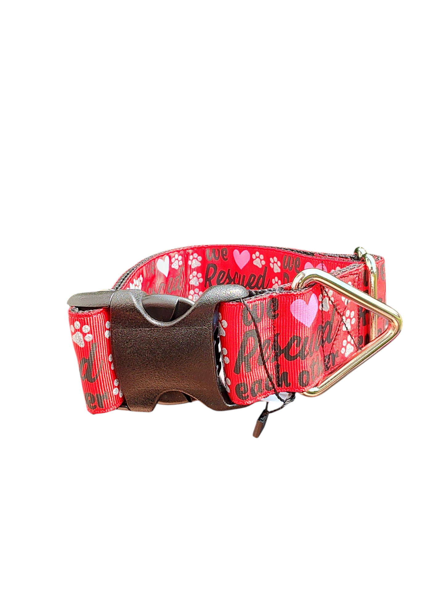 Collier pour chien en nylon de 3,8 cm de large « Nous nous sommes sauvés mutuellement »