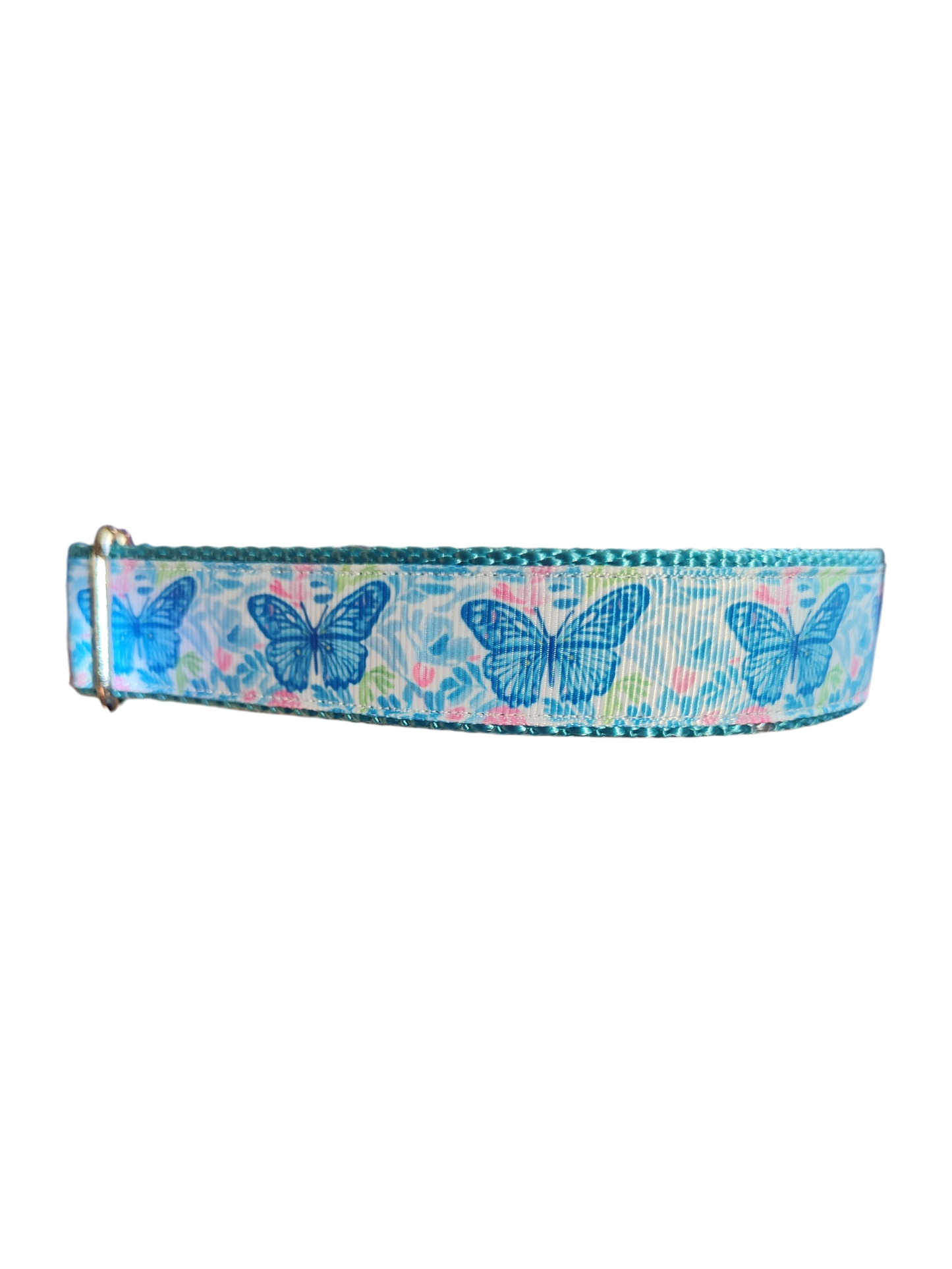 Collier pour chien en nylon à motifs de papillons bleus