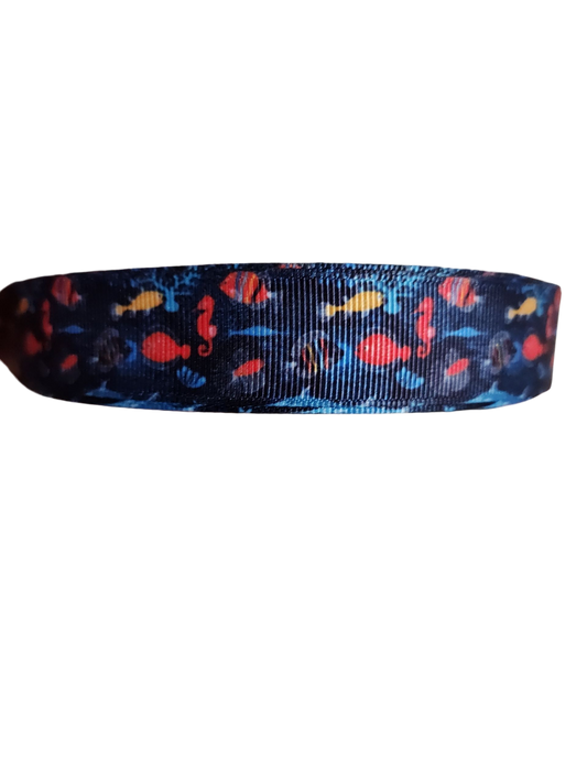Collier pour chien en nylon à motif de poissons de récif