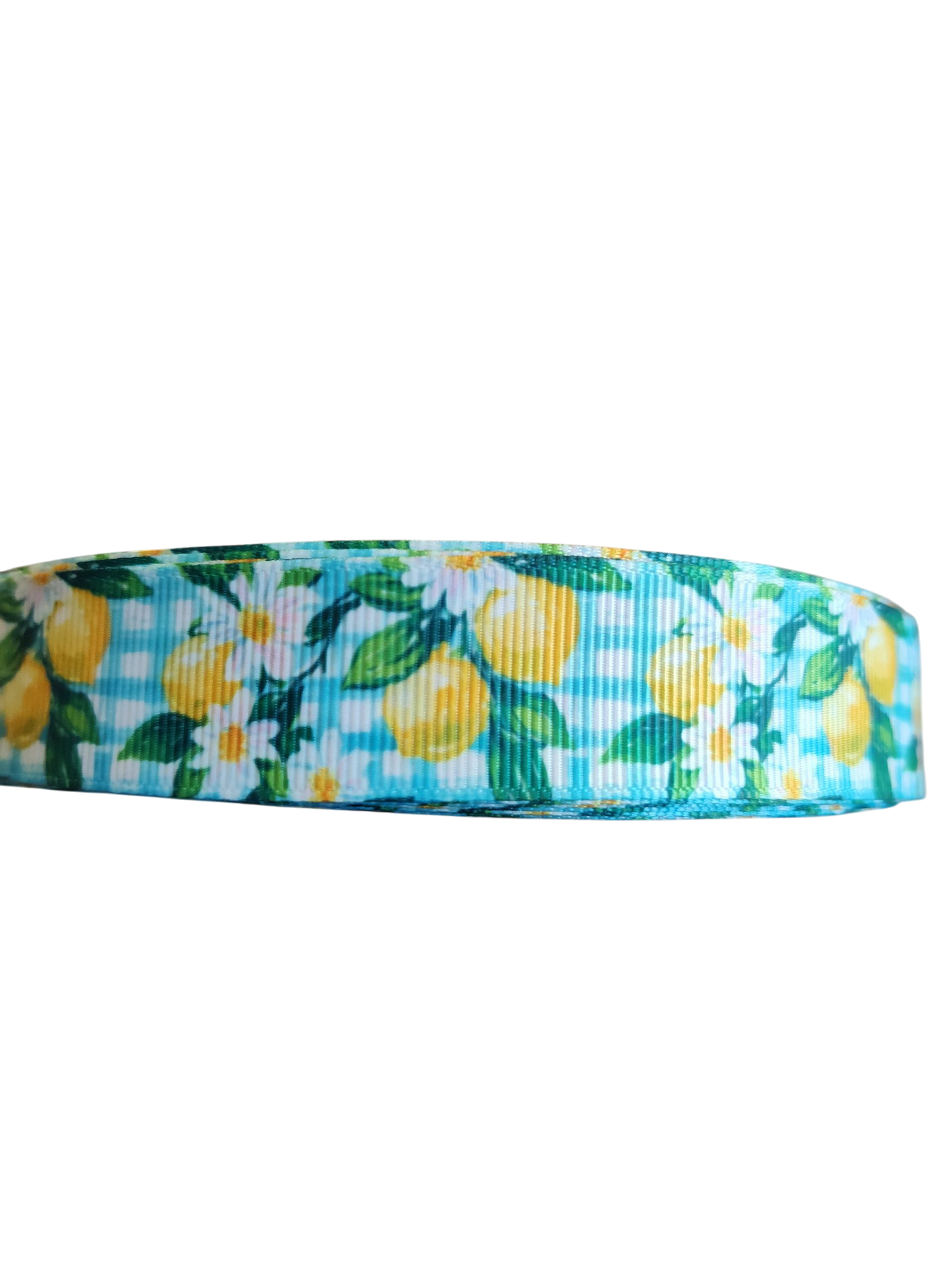Collar de nailon para perro con estampado de limones y cuadros vichy
