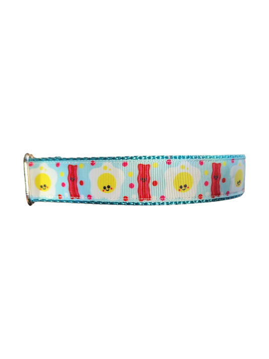 Collier pour chien en nylon à motifs bacon et œufs