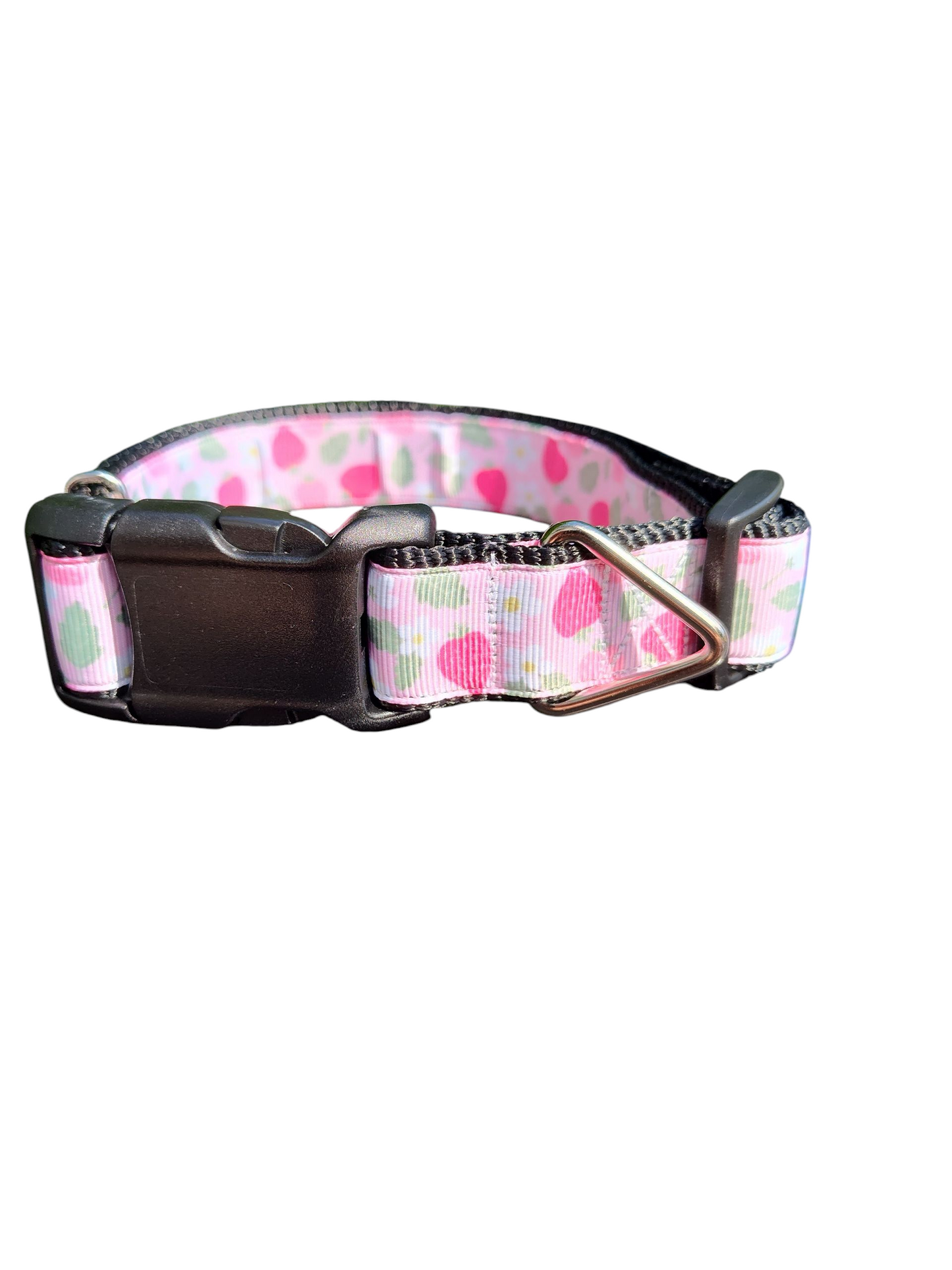 Collier pour chien en nylon à motifs de fraises roses
