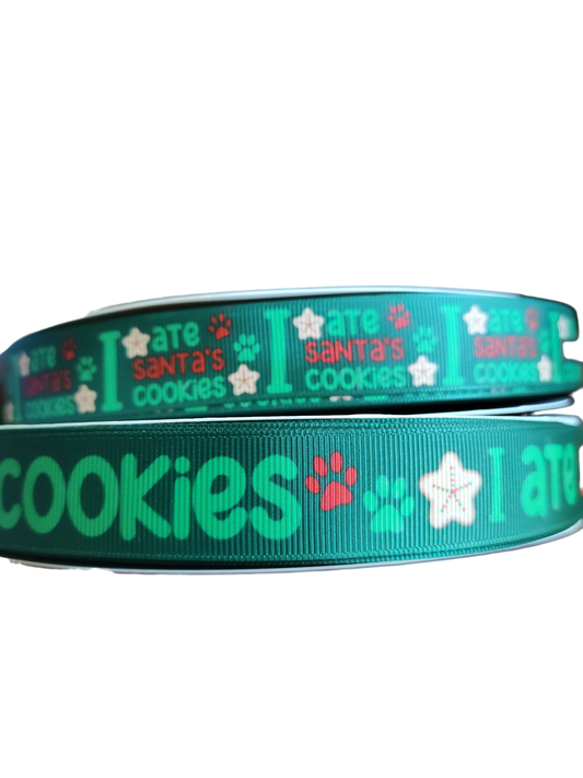 J'ai mangé les biscuits du Père Noël. Collier et laisse pour chien en nylon.
