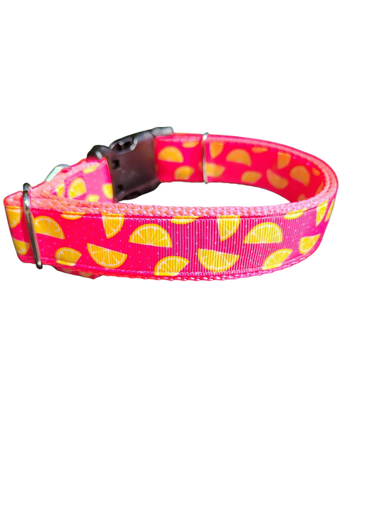 Collier pour chien en nylon rose limonade