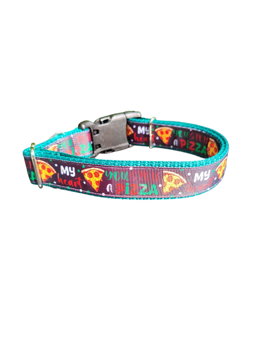 Collier pour chien en nylon Pizza My Heart