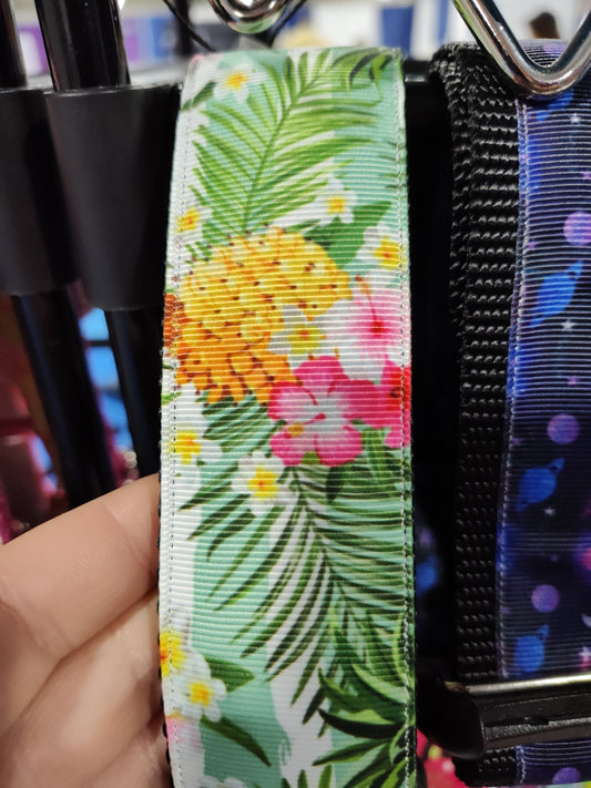 Collier pour chien en nylon à motif ananas tropical de 3,8 cm de large
