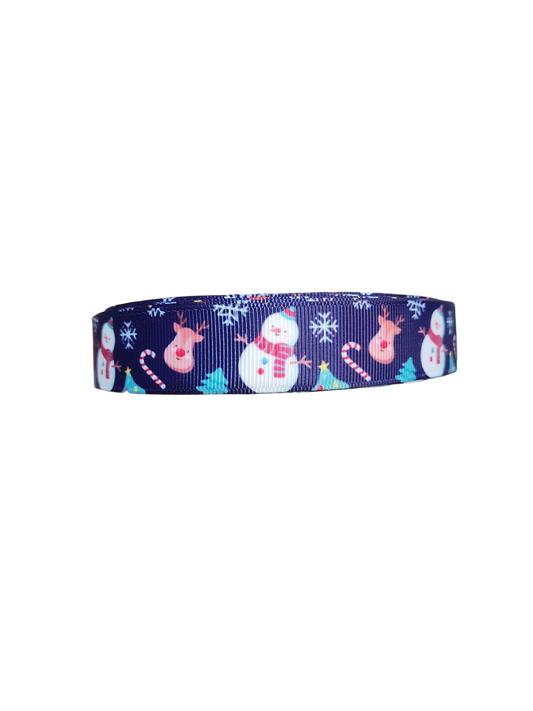 Collier et laisse pour chien en nylon avec motifs de bonshommes de neige et de rennes