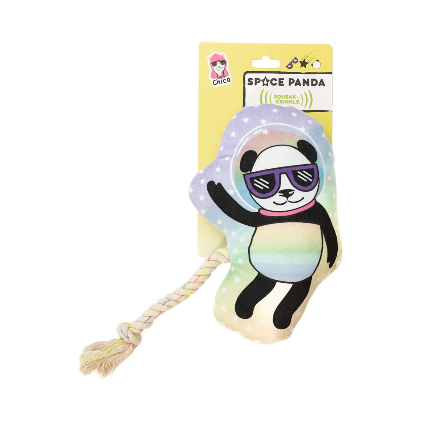 Peluche Panda de l'Espace pour Chien – avec couineur et papier froissé pour des heures de jeu amusantes