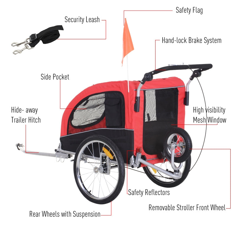 Remolque de bicicleta para perros con suspensión