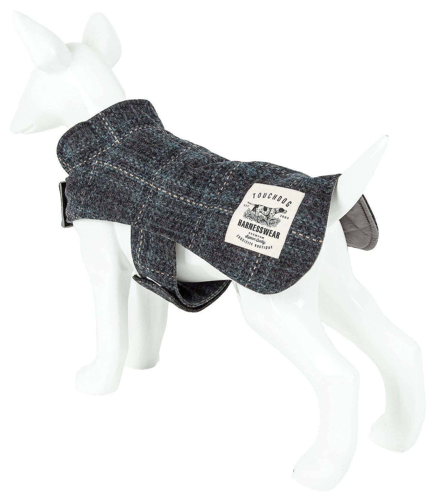 Touchdog ® 2-In-1 Windowpane Plaid Matching Dog Jacket and Reversible Dog Mat