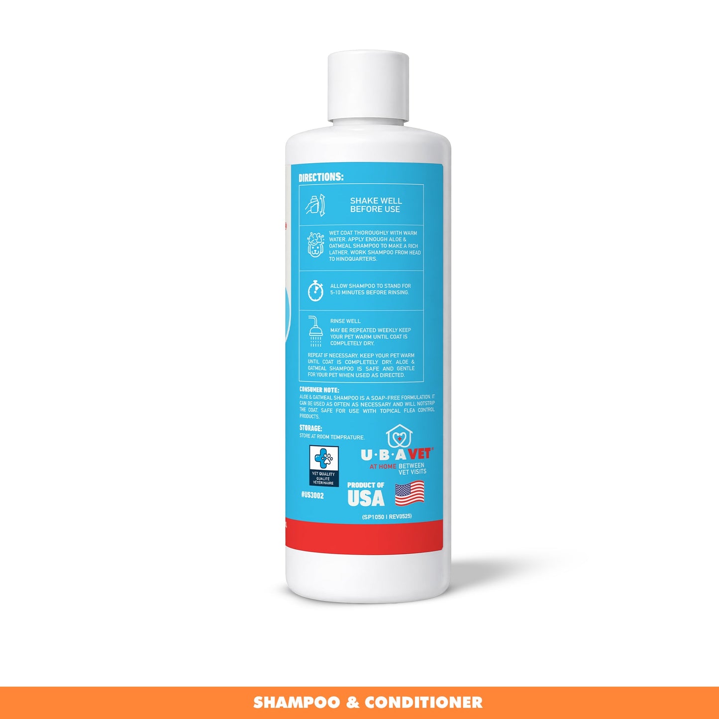 Shampoing UBAVET à l'aloe vera et à l'avoine pour chiens et chats – Nettoyant doux et hydratant pour peaux sensibles (500 ml)