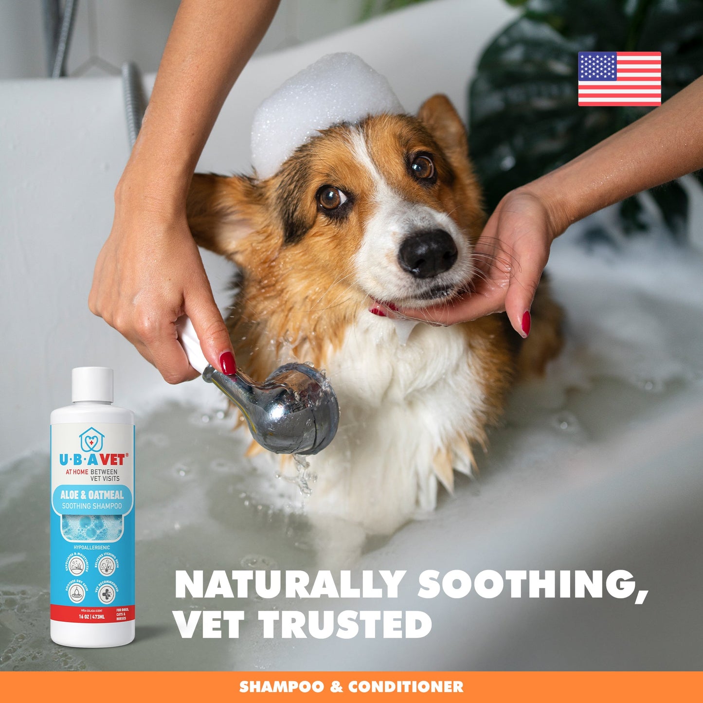 Shampoing UBAVET à l'aloe vera et à l'avoine pour chiens et chats – Nettoyant doux et hydratant pour peaux sensibles (500 ml)