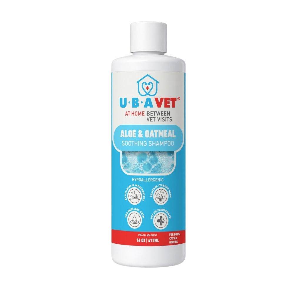 Shampoing UBAVET à l'aloe vera et à l'avoine pour chiens et chats – Nettoyant doux et hydratant pour peaux sensibles (500 ml)