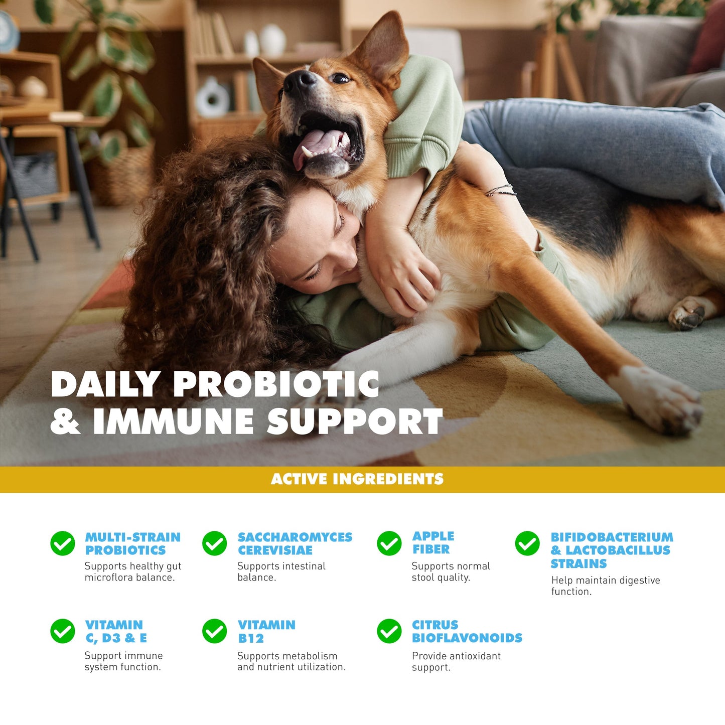 UBAVET Probiotiques et soutien de la santé intestinale et immunitaire pour chiens et chats – 150 g (5,3 oz) en poudre