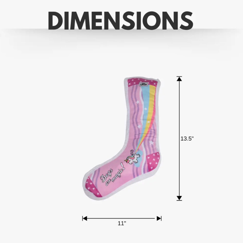 Chaussette en peluche couineuse pour chien – Motif licorne Whimsy Wonders
