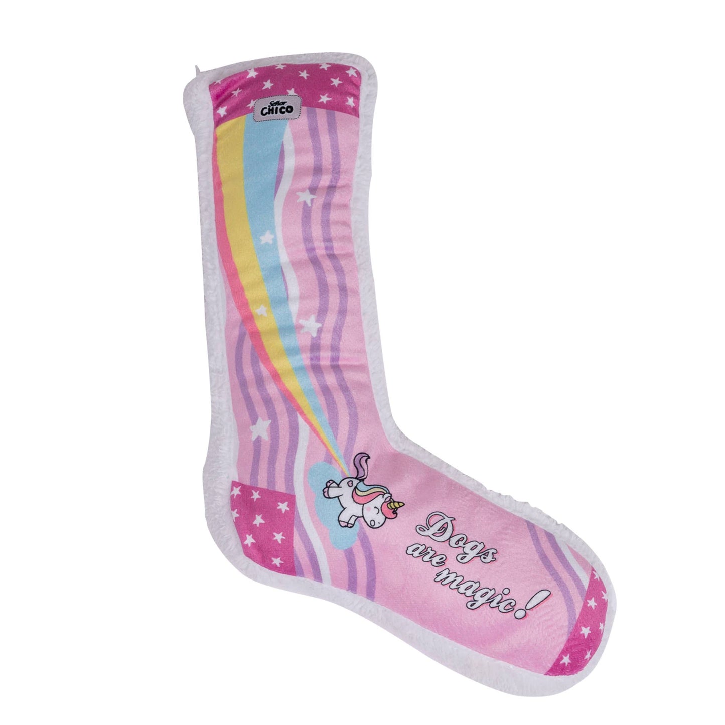 Chaussette en peluche couineuse pour chien – Motif licorne Whimsy Wonders