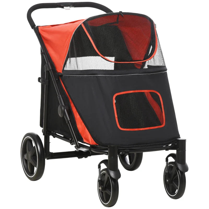 Cochecito plegable de un solo clic para perros grandes, medianos y pequeños, mascotas y gatos con almacenamiento.